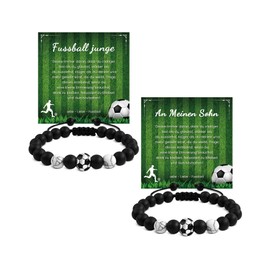 YELUWA Football Gifts Boys, Football Gifts, Football Bracelet Necklace Gift for Son Grandson Nephew Brother Graduation 5 6 7 8 9 10 11 12 Years Birthday for Boys Natural Stone Football Bracelet