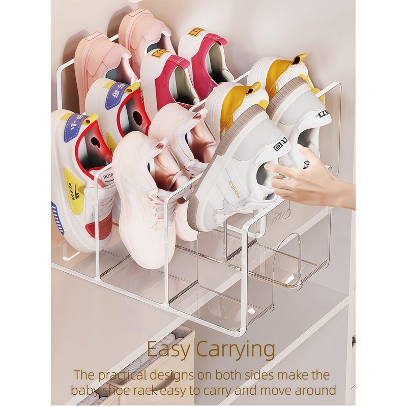 NUOLUTH Clear Acrylic Kids Shoe Rack for Closet Organizers and