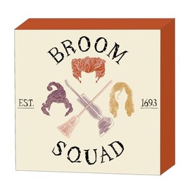 Silver Buffalo Hocus Pocus Broom Squad 6" x 6" x 1.5" Box Wall Sign