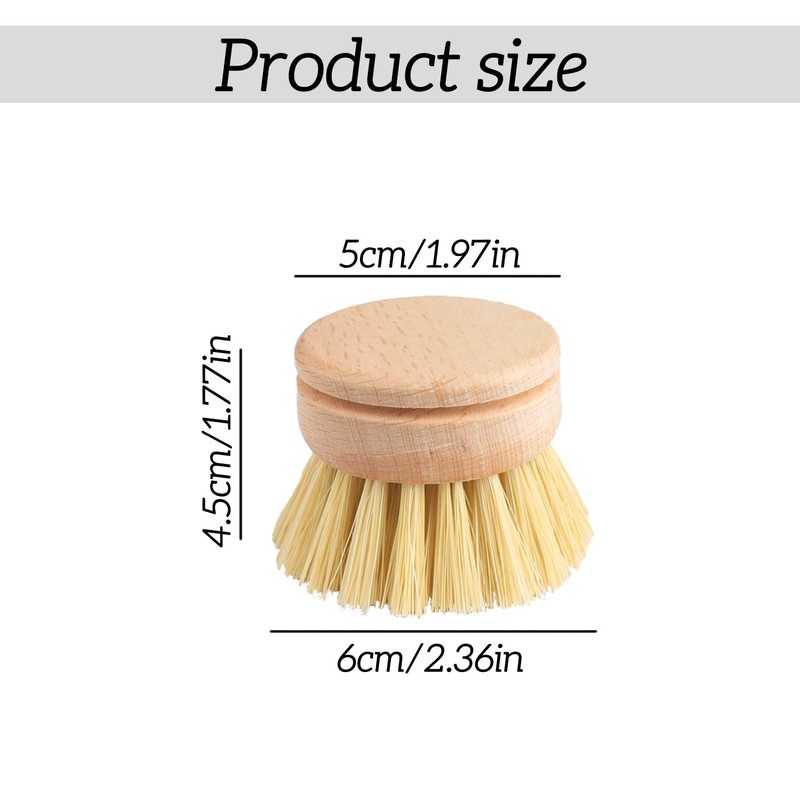 Tabanzhe Wooden Washing Up Brushes-4PCS Replacement Brush Heads for Bamboo