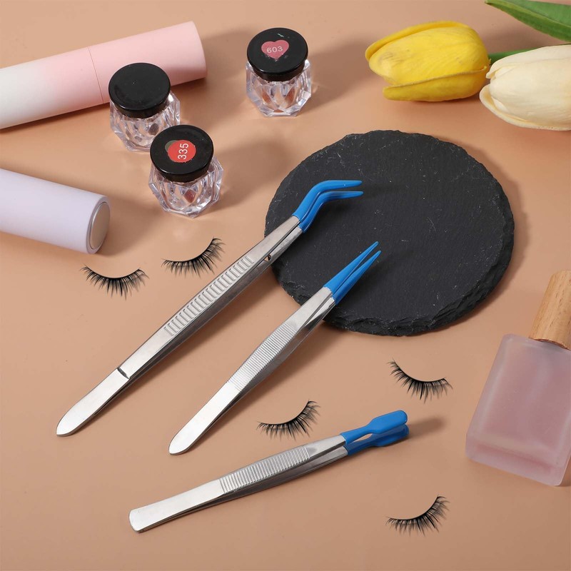 3 PCS Tweezers with Rubber Tips PVC Coated Set Precision
