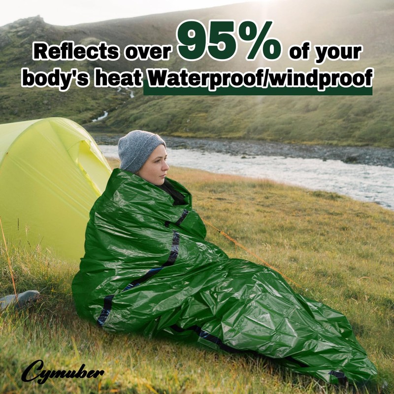Emergency Sleeping Bag Survival Bag, Cymuber Portable Waterproof Thermal Bivy