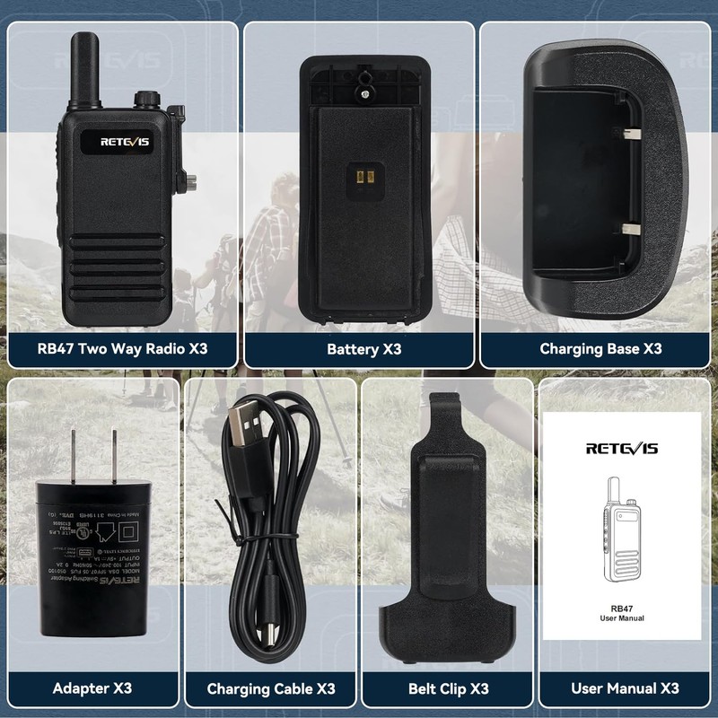 Retevis RB47 IP67 Waterproof Walkie Talkies, Small 2 Way Radio,