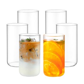 21.3 oz Round R-angle, high boron silicate glass, multi-functional glass cup, 6-piece set, BPA-free, safe. (round-6pcs)