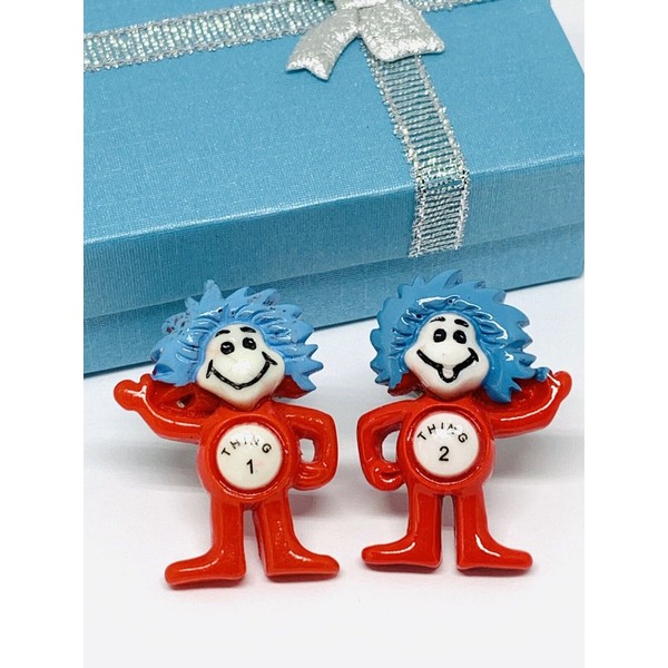 "Handmade" Thing 1 & Thing 2 Resin Cufflinks Silver Plated