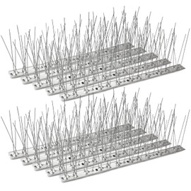 C CRYSTAL LEMON Bird Spikes Stainless Steel Strips for Bird Deterring – Heavy-Duty Bird Spikes for Outside – Designed for Pigeons, Small Birds, Crows, Woodpeckers, Squirrels – 10 Bases (10.8ft)