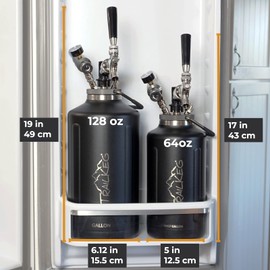 TrailKeg - Gallon Stainless Steel Growler for Beer - 6-Pack 16g Co2 - Vacuum Insulated Double Wall Design - Chrome Tap and Dual Stage CO2 Regulator - Keeps Drinks Perfectly Cold and Carbonated