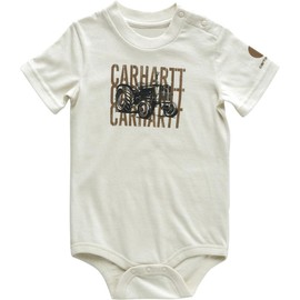 Carhartt Kid's CA6639 Short-Sleeve Tractor Bodysuit - Boys 6 Months Turtledove
