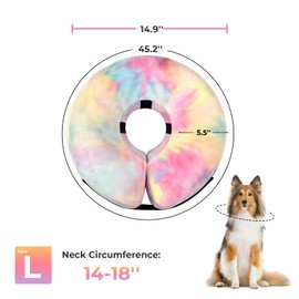 Dog Cone, Uadonile Inflatable Cone Collar for Dogs and Cats, Dog Neck Collar Recovery E-Collar Alternative After Surgery, Elizabethan Collar for Dogs Recovery(Tie-dye Pink Blue, L)