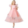 GELOMARI Satin Flower Girl Dress Girls A-Line Ruffle Sleeve Dresses