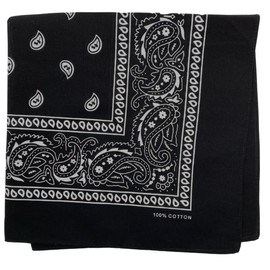 MDSTYLE 100% Cotton Bandana for Men & Women 22" x 22" Paisely Pattern Handkerchief Headband Scarf Dog (Black)