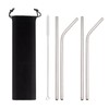 BRIIEC 4pcs Reusable Silver Stainless Steel Straws with Carry Case,