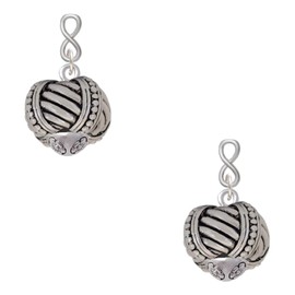 Delight Jewelry Silvertone Large Rope with Cross Spinner Silvertone Infinity Post Earrings