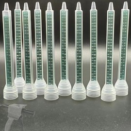 1:1/1:2 ratio glue gun nozzle, 10 PCS epoxy mixing nozzle FMQ08-24 mixing tube, for AB glue gun manual applicator, square static mixing nozzle tip resin mixer glue ink cartridge nozzle