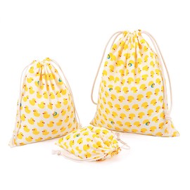Amoyie 3 pcs Drawstring Storage Bags Set for Kid Stuff Travel Home Accessories, Gift Bag, Cotton Organizer Bag for Cosmetic, Toy