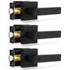 RAZCC Privacy Door Levers, 3 Pack Matte Black Door Handles
