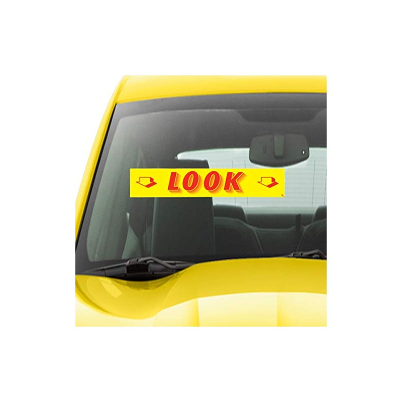 VERSA-TAGS 14.5 Inch Red & Yellow Adhesive Windshield Slogan Car