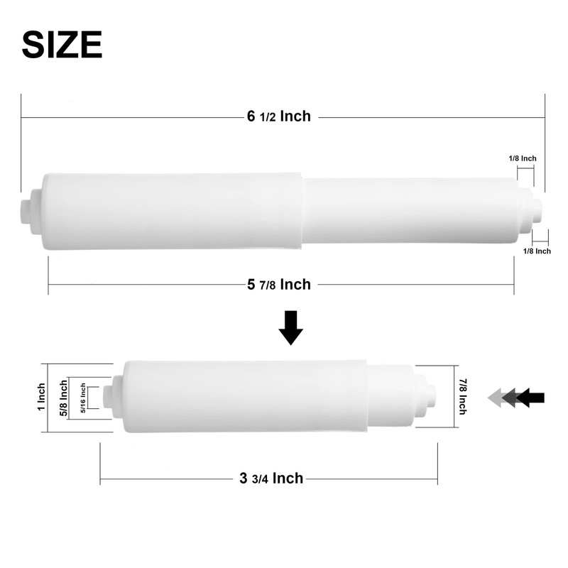 2 Pack - White Toilet Paper Holder Spring Loaded Roller