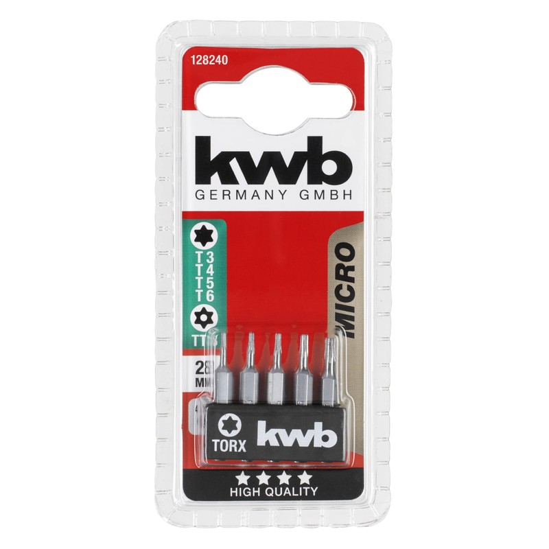 kwb 5X Bits 28 mm Torx T + Tamper Torx