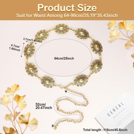 DOINEUFL 2 Pack Women Belt, Gold Chain Belt, Western Metal Concho Belt, Silver Chain Belt, Cowgirl Belt, Adjustable Boho Waist Chain Country Concert Outfit for Dress Waist Chain (B-gold and silver)