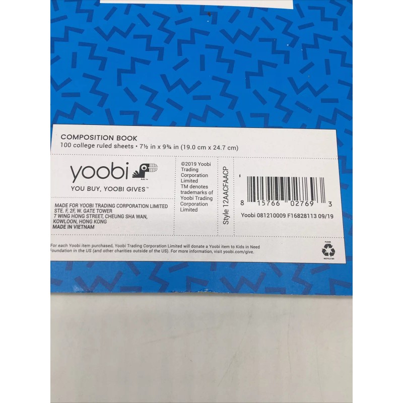 yoobi Yobi Composition Book Blue Wide Ruled 100 sheet 9.25