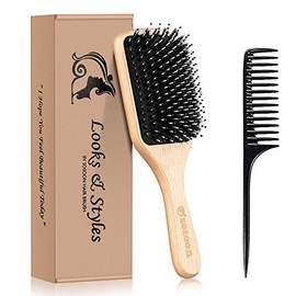 Cepillo para el Cabello, Sosoon Cepillo de Paleta con Cerdas de Jabalí para Cabello Largo Corto Grueso Fino Rizado Liso Ondulado Seco para Hombres Muj