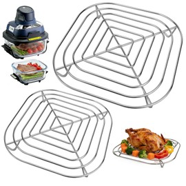 2 griglie in acciaio inox compatibili con Ninja Crispi AirFryer Griglia di ricambio per contenitori in vetro Ninja Crispi da 3,8 l e 1,4 l, lavabili in lavastoviglie, per accessori Ninja Crispi