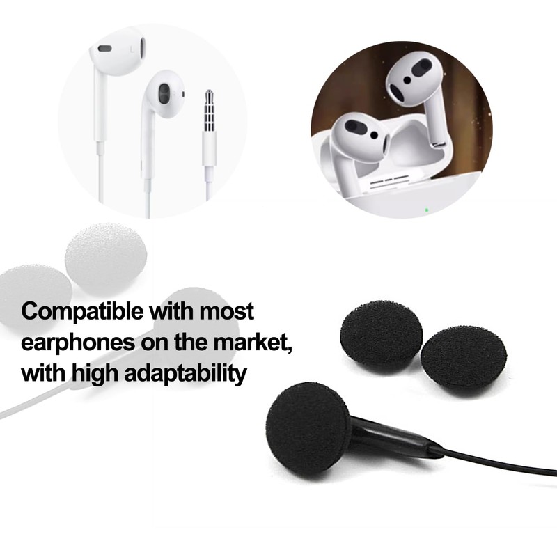 200 Black Sponge Headphone Covers, Replaceable Headphone Sponge Covers, Foam
