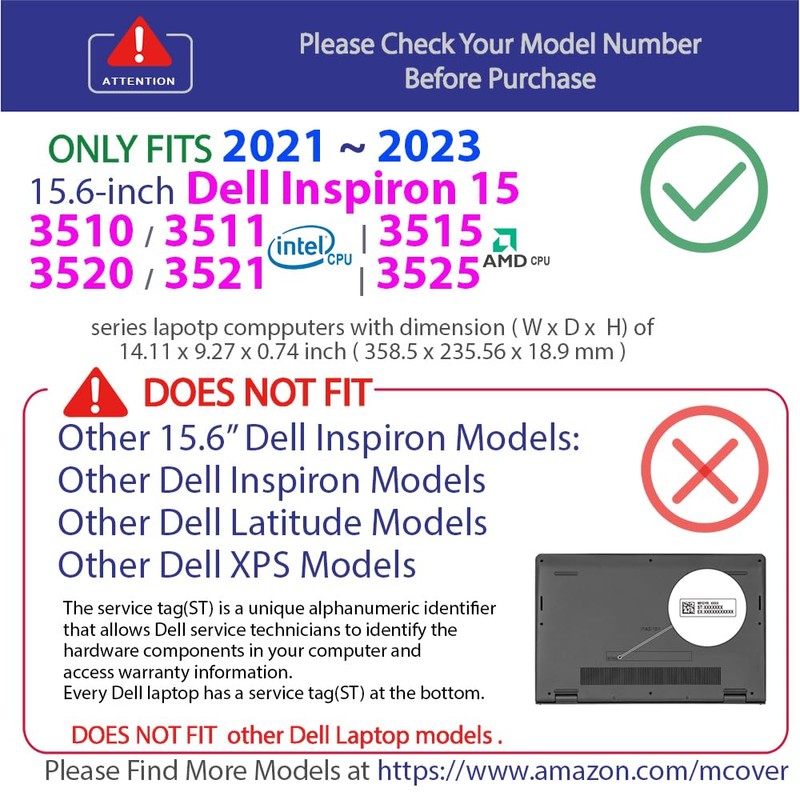mCover Case Compatible ONLY for 2021-2023 15.6" Dell Inspiron 15