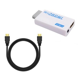 Cerioll Wii HDMI Adapter, Adapter for Wii to TV, Wii HDMI Wii to HDMI Full HD Converter, Wii to HDMI 720/1080p HD Converter Adapter with 3.5 mm Audio Output, 1.5 m HDMI Cable for Wii Monitor
