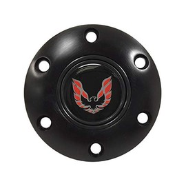 VSW S6 Black Horn Button Compatible with 6 Bolt Steering Wheel, Firdbird, Red 1970-81 Style Emblem STE1021BLK