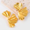 Chunky Gold Leaf Statement Earrings - Large Geometric Studs for