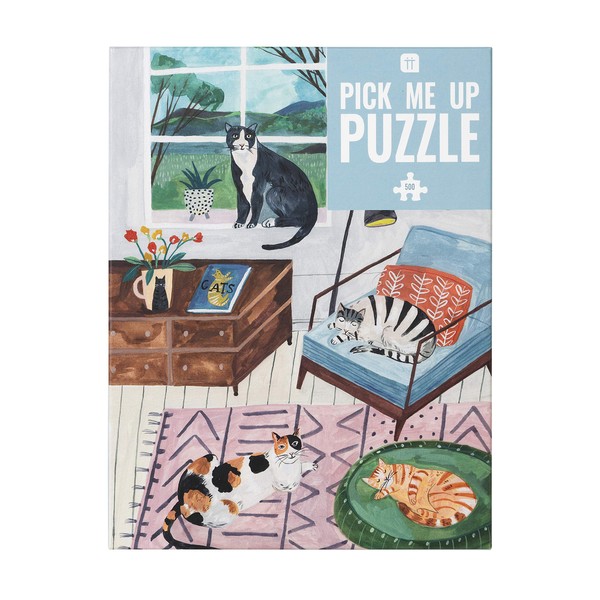 Talking Tables 500-piece Multicolor Cats at Home Jigsaw Puzzle & Poster | Illustrated Pets, Animal | for Kids, Adults, Cats Lover, Rainy Day, at Home, Lockdown, Birthday Present (PUZZ-PMU-CAT)
