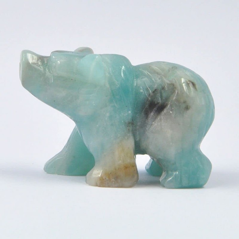 HLbshi Hand Carved Gemstone Crystal Bear Figurine Animal Statue Carving