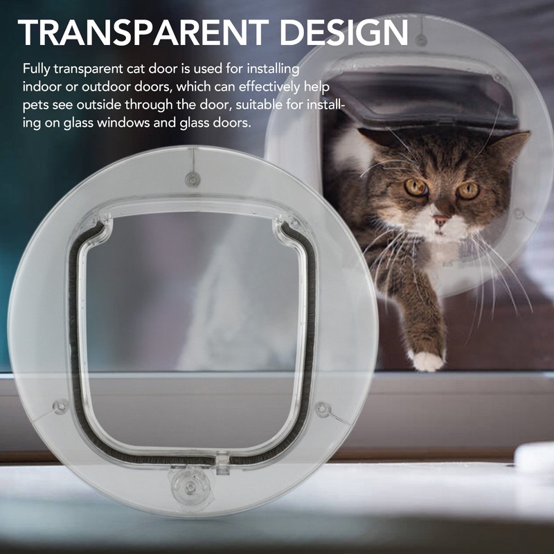 Cat Door for Interior Exterior Doors Transparent 4 Way Locks