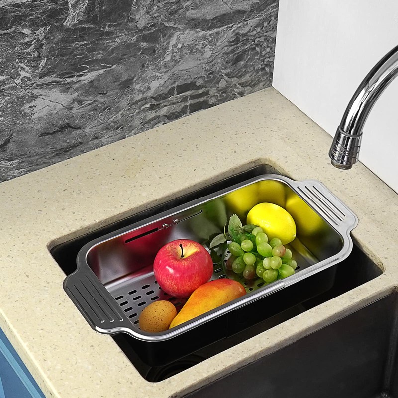 LUEXBOX Expandable Dish Drying Rack Over The Sink, Stainless Steel