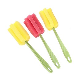 Sponge Bottle Brush 3PCS 8Inch Portable Long Handle Bottle Brush Wine Glass Cleaner Cup Cleaning Brush Baby Bottle Scrubber for Baby Bottle Dishwashing Kitchen Clean Mugs