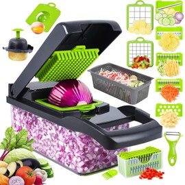 Cortador de verduras 16 en 1,Multifuncional Vegetable Slicer Cutter,Material de calidad alimentaria,fácil de operar,para frutas verduras y ensaladas