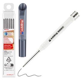 edding 8880 deep hole pencil – set with refillable leads – graphite – 42 mm extra-long nib – for making precise marking on wood, plastic, cardboard, metal and tiles
