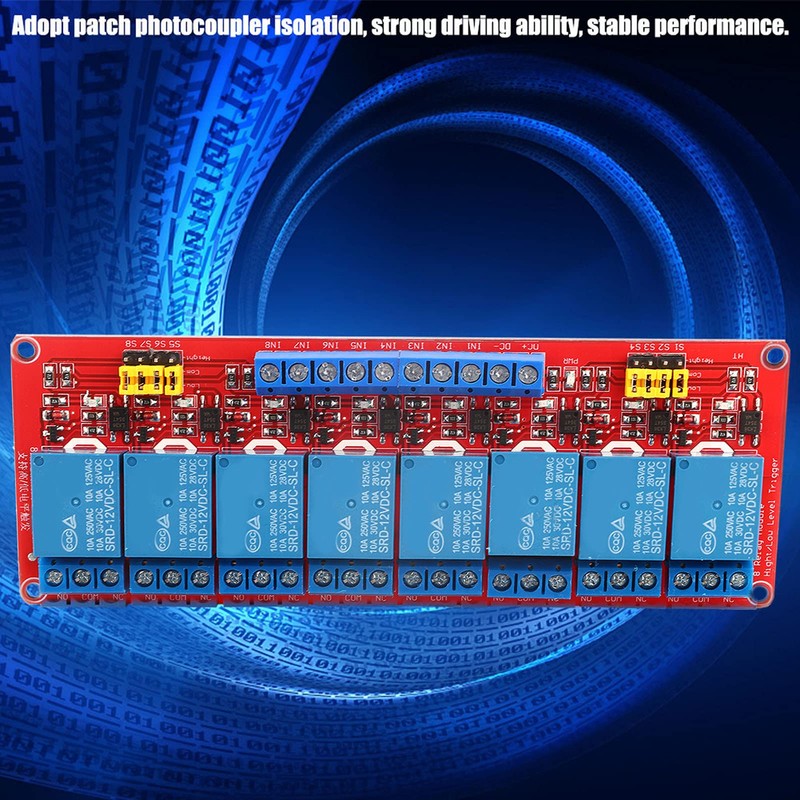 8 Channel Optocoupler Relay Module Board, Strong Driving Ability, 5V/12V/24V,Fault