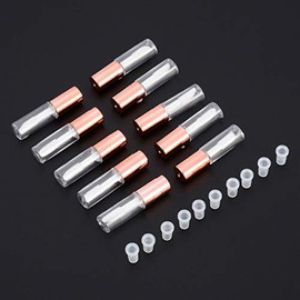 LTKJ - Paquete de 25 recipientes de 1,2 ml, bonitos tubos vacíos de brillo labial, mini botellas de bálsamo labial recargables transparentes con inserciones de goma y 3 pipetas de transferencia para