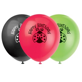 12" Latex Ladybug Party Birthday Balloons, 8ct