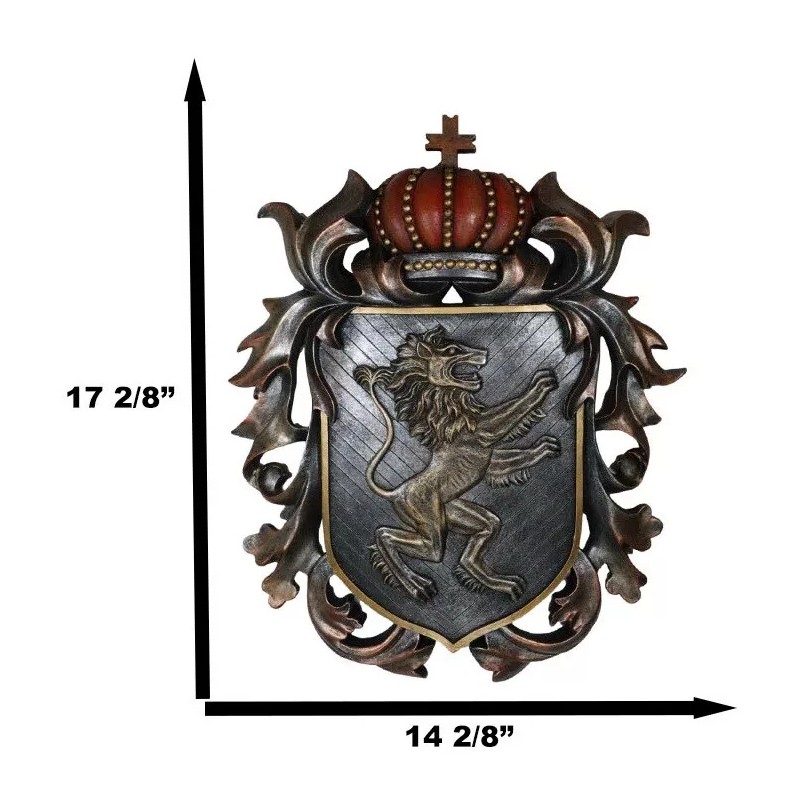Ebros Large Medieval Heraldic Royal Lion Coat of Arms King