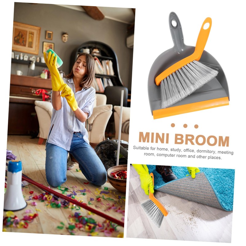 KOMBIUDA 1set Mini Dustpan and Broom for Desktop Cleaning Compact