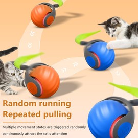5pcs Interactive Cat Toy Automatic Moving Smart Toy Ball with Replacement Tail for Indoor Bored Cats/Dogs, Sensor Teasing Ball Self-Rolling Pet Chase, Speedy Cat Toys for Pets Exercise (Orange)
