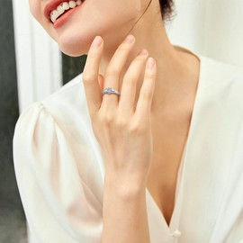 Oidea Engagement Rings for Women: Heart Shaped Cubic Zirconia Rings Solitaire Style Stainless Steel Wedding Promise Ring Band Silver Size 10