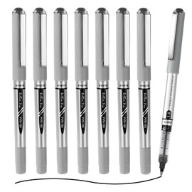 EYEYE Black Rollerball Pens 1.0mm, 8 Pack Bold Point Roller Ball Pen Quick Dry, Liquid Ink Pen Fine Point Smooth Writing Pens for Journaling, Note Taking, Office, School Supplies