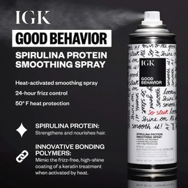 IGK Good Behavior Spirulina Protein Smoothing Travel Size Hairspray | Keratin Like Treatment | Hair Heat Protectant Spray | Frizz Control + Shine | Pack of 2