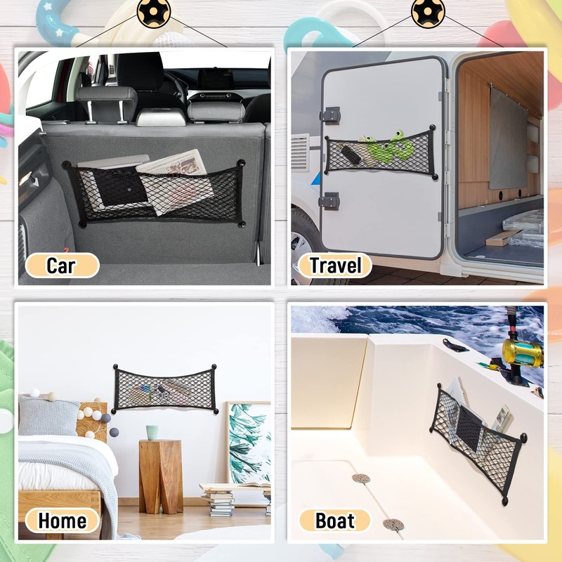 Frienda 2 Pieces Stretchable Small Cargo Net Pocket Storage Mesh