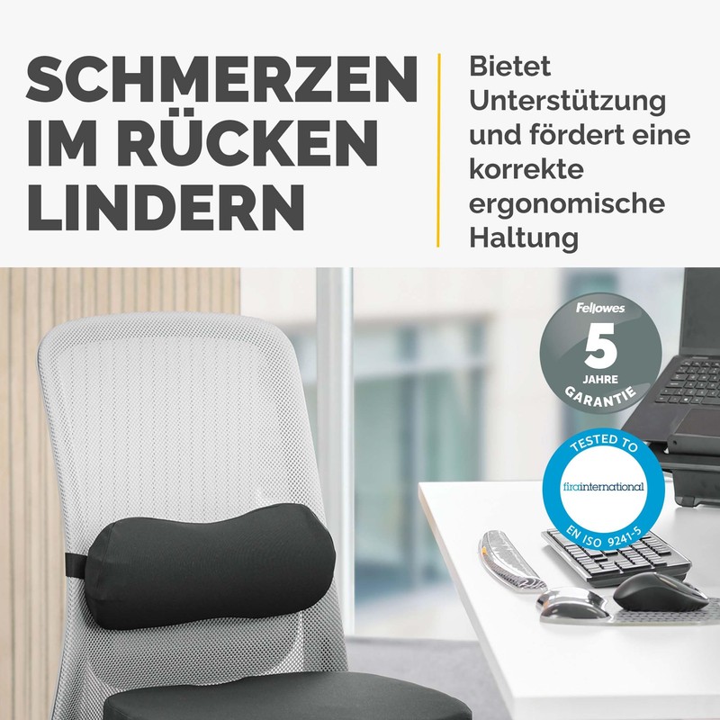 Fellowes Breyta Lumbar Cushion - Ergonomic Back Support, Adjustable Strap,